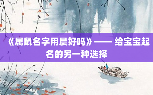 《属鼠名字用晨好吗》—— 给宝宝起名的另一种选择