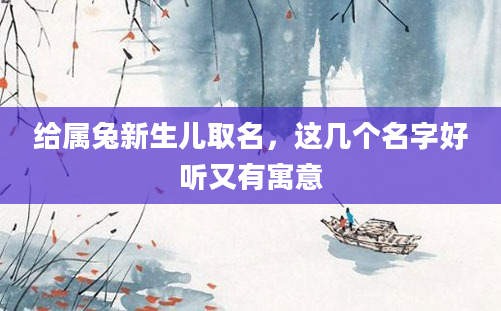 给属兔新生儿取名，这几个名字好听又有寓意