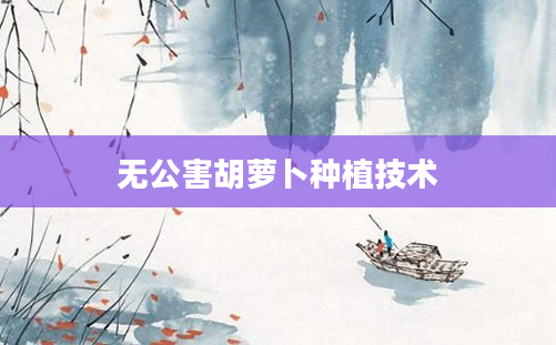 无公害胡萝卜种植技术