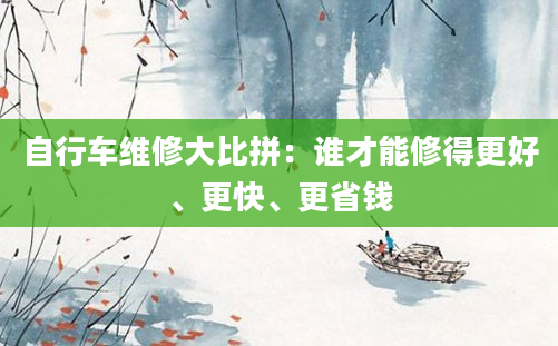 自行车维修大比拼：谁才能修得更好、更快、更省钱