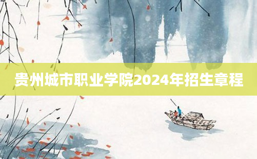 贵州城市职业学院2024年招生章程