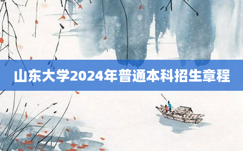 山东大学2024年普通本科招生章程